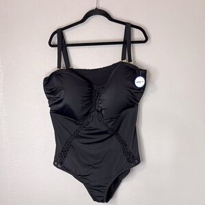 NEW Swimsuit for All Black Braid One Piece Swimsuit 30